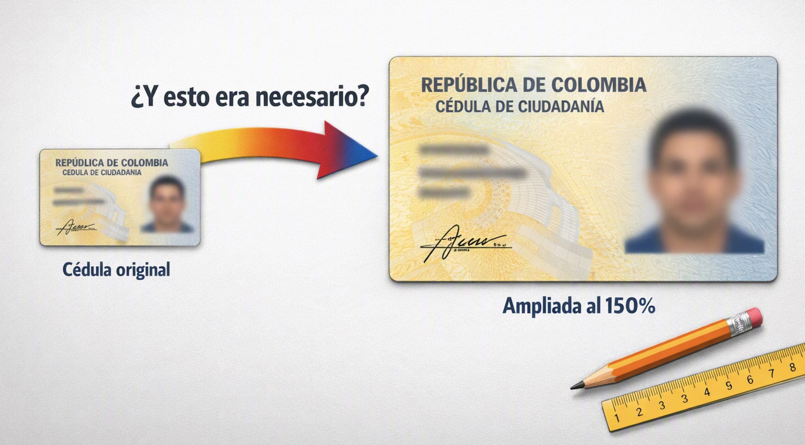 La cédula ampliada al 150%