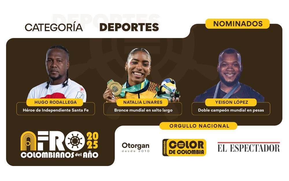 Vote por Hugo Rodallega, de @SantaFe, Natalia Linares o Yeison López, de @OlimpicoCol, nominados en Afrocolombianos del Año 2025, Deportes