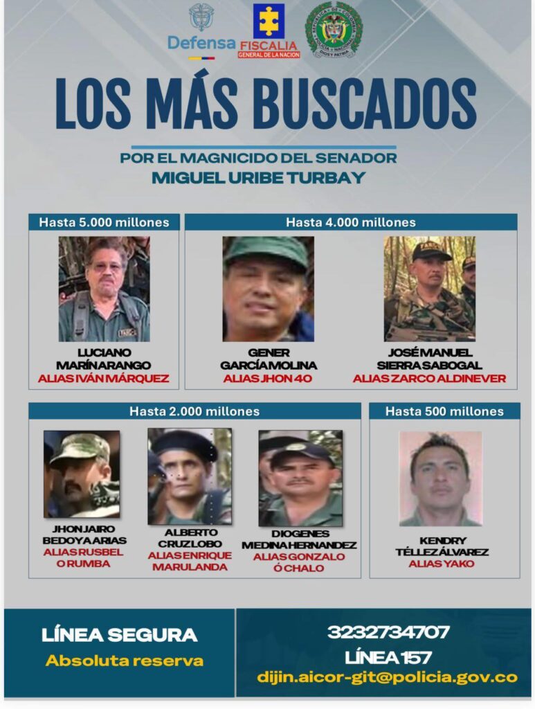 Este es el cartel de "los más buscados" publicado por la Fiscalía al respecto del magnicidio.